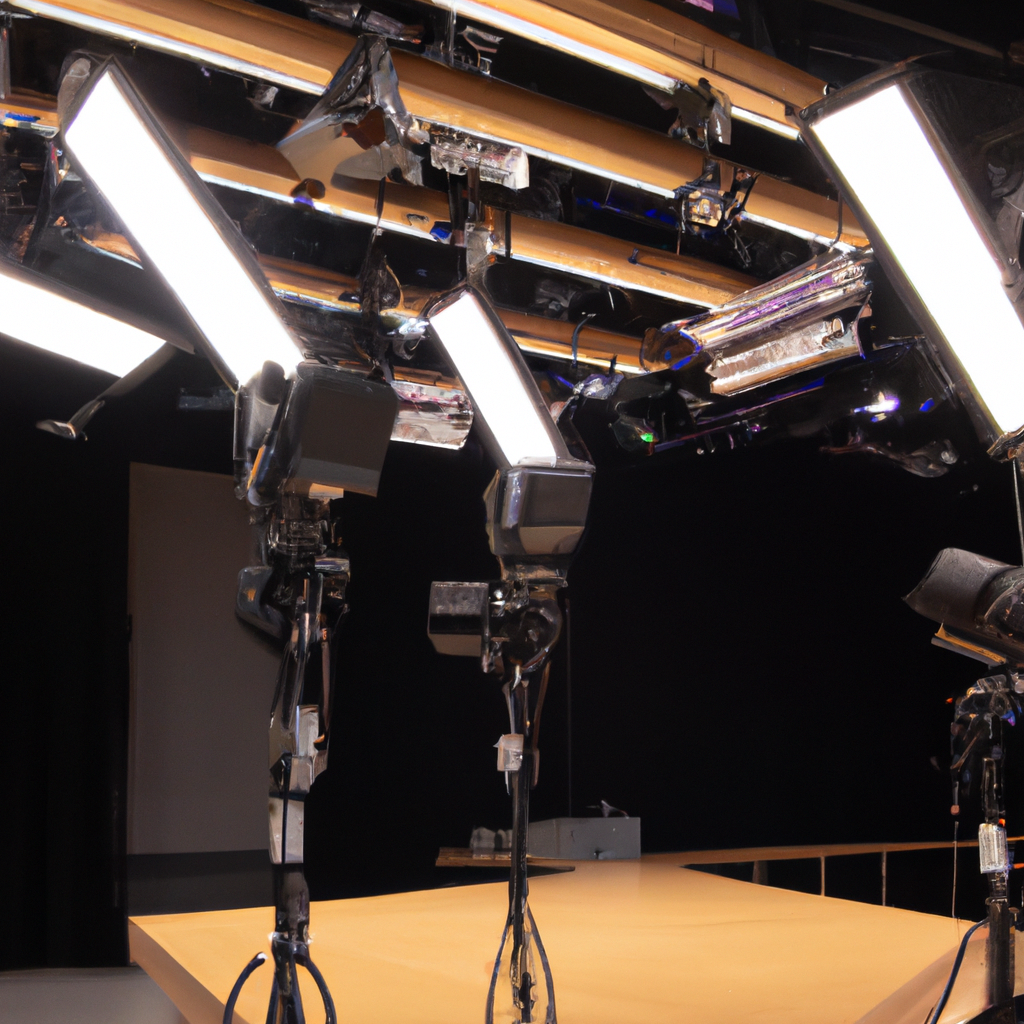Toronto Studio A with minimalist light wood panels, clean lighting, 4K cameras and fiber internet